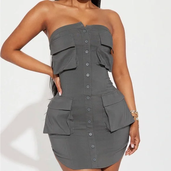 Fashion Nova | Dresses | Cargo Pocket Tube Dress | Poshmark